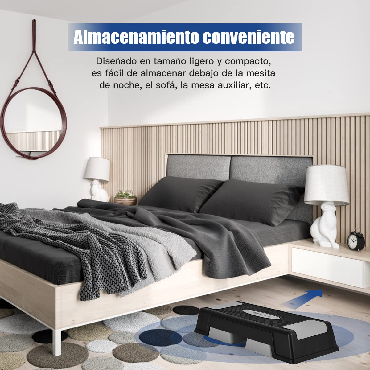 COSTWAY Stepper para aeróbica con peldaños, step fitness con altura regulable 12 cm 17 cm 22 cm y almohadillas antideslizantes, step con plataforma 75,5 casa/gimnasio, fácil de transportar (gris)