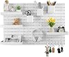 CROWNSHOP Pegboard Combination Set 30×30cm 6 Panels Free CombinationDual Installation Options Wall Organizer for Home Storage & Decoration