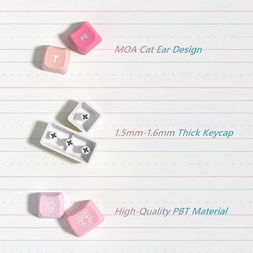 Womier Cute Keycaps, Cat PBT Keyboard Keycaps, MOA Profile Dye-Sublimation