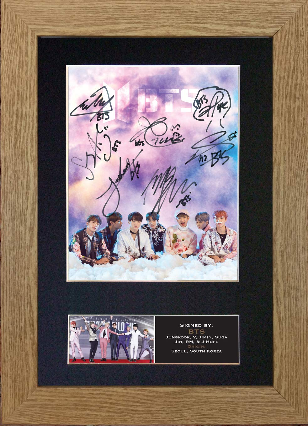 U've Been Framed Black,Gold #760 Bts No2 Signed Autograph Mounted Photo Reproduction Print A4 Rare Perfect Birthday (297 X 210Mm) (Oak Veneer Frame)