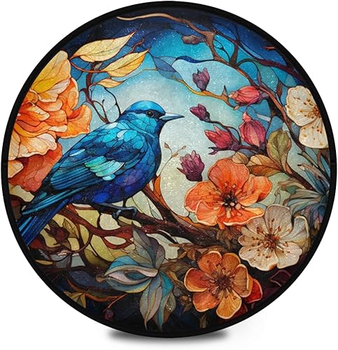 Miniatura 2 de Alfombra redonda con diseño de vidrieras de 3 pies, suave, antideslizante, lavable, ideal para cocina, sala de estar, dormitorio, baño, de larga