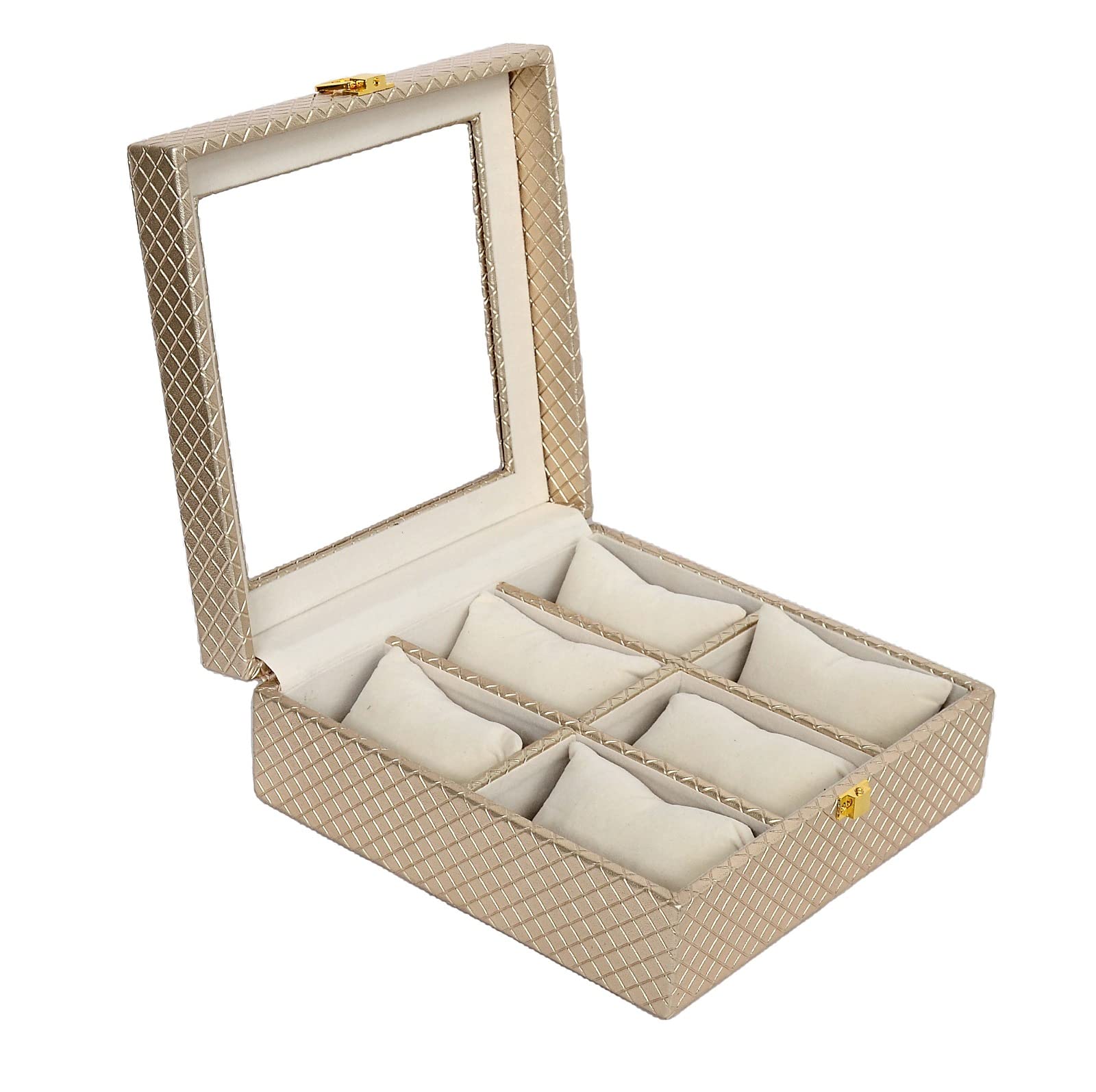 PU Leather Watch Box Holder with Transparent Glass Display /6 Slot Watch Storage Case Watch Organizer for Men and Women (Color-Gold) (B0C2KSX1P2) Amazon Price History, Amazon Price Tracker