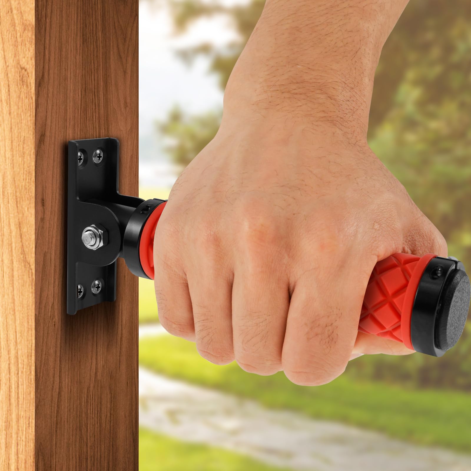 Doorway Assist Handle, Nonslip Door Grab Bars, Folding Door Assistant Support Grip Handle, Flip Up Grab Bar Supports Up to 350 Pounds for Elderly Disabled People with Limited Mobility(red)