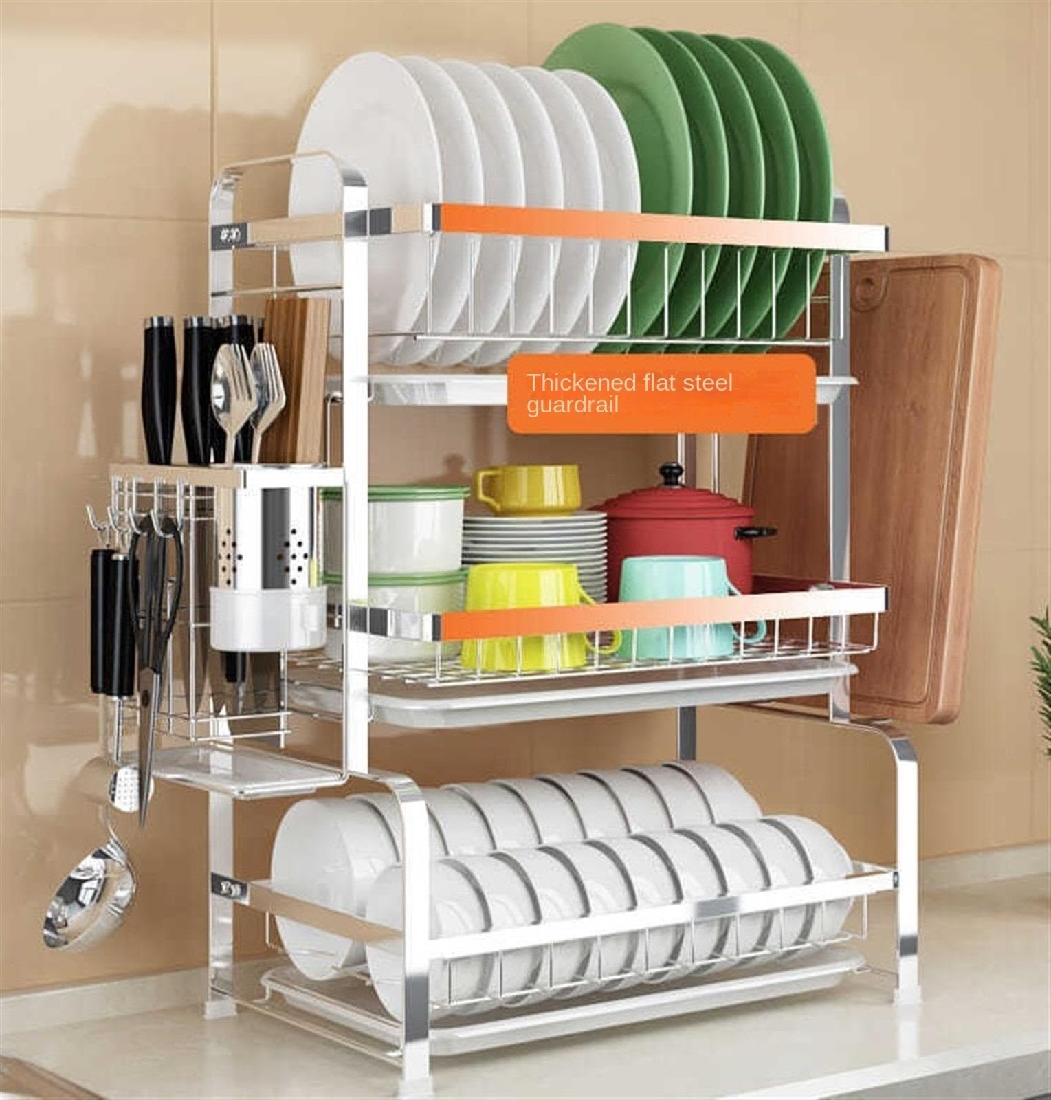 Egouttoir Vaisselle Égouttoir À Vaisselle 3 Niveaux avec Amovible De Cuisine en Acier Inoxydable Rangement Cuisine