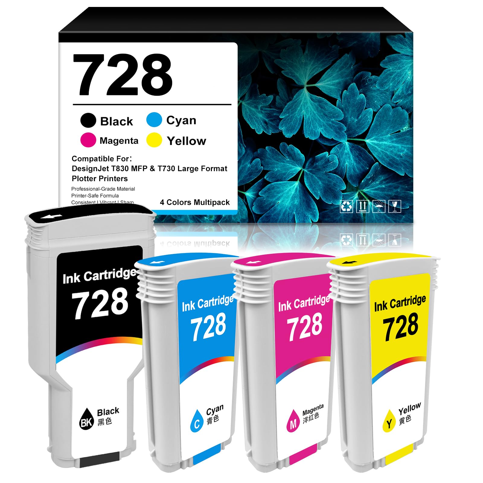 Remanufactured 728 Ink Cartridges Compatible with 728 XL Ink Cartridge
