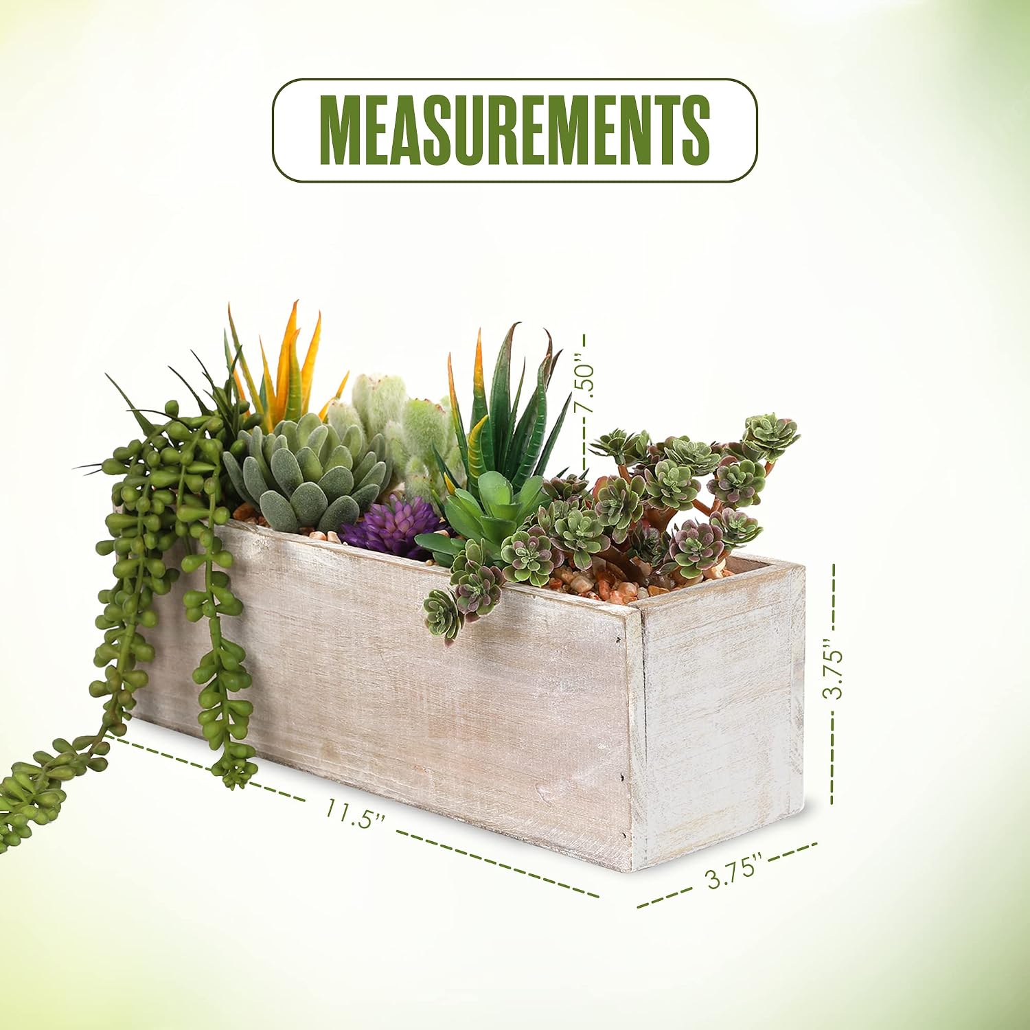 Houseables Succulent Arrangements, Faux Succulents Rectangular Planter, 11.5” x 7.5” x 3.75”, Artificial Assorted Plants, Table Centerpieces, Fake Plant Arrangement, Cactus Decoration, Rustic, Decor