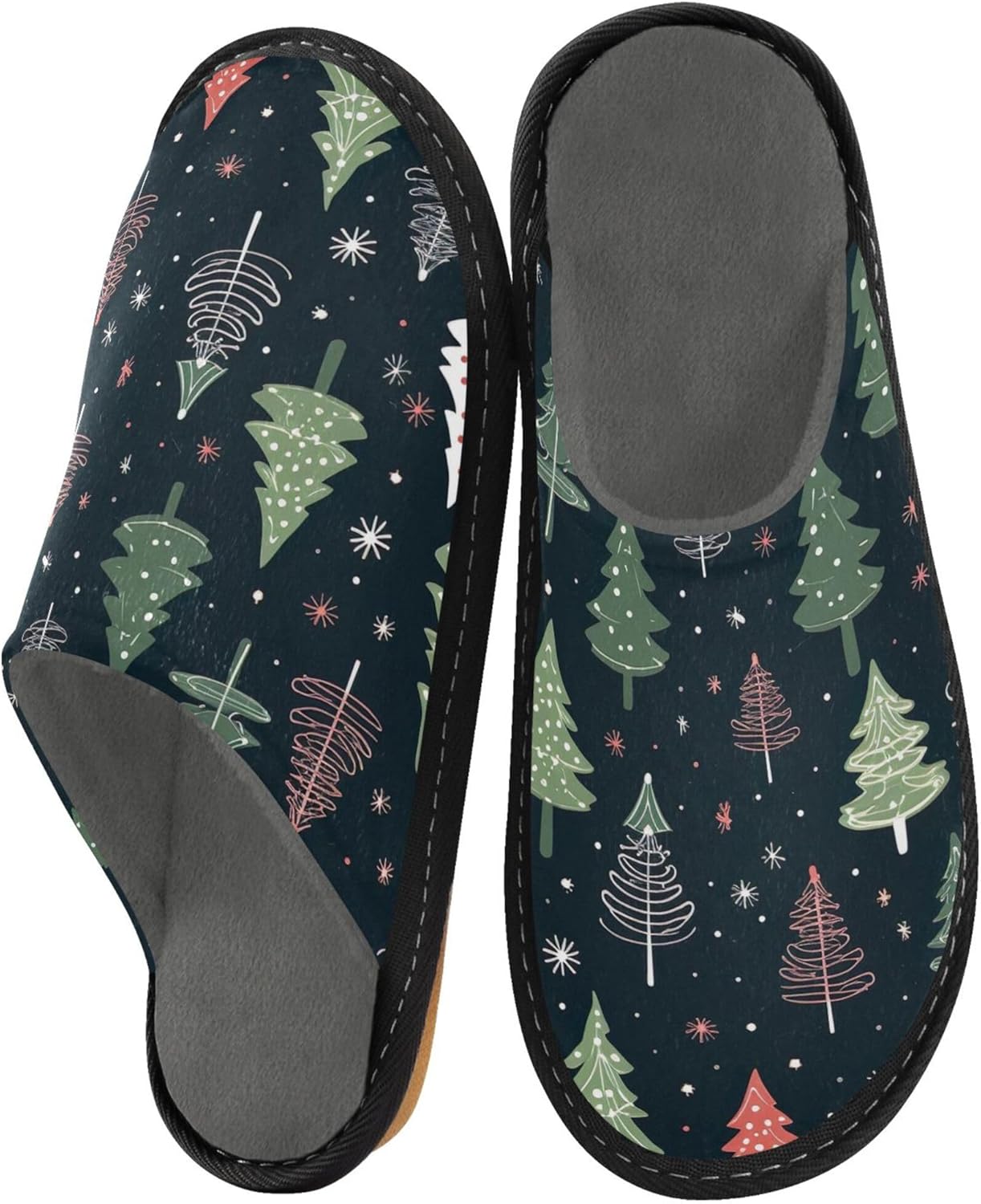 Christmas Tree Xmas House Slippers – Cozy Fuzzy Slippers for Guests, Washable & Disposable, Perfect for Shoeless Home, Spa & Hotel Use A111368