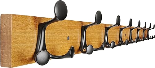 Miniatura 144 de SKOLOO Perchero de madera blanca de 17 pulgadas con 3 ganchos triples, ideal para entradas familiares, aulas y almacenamiento de suministros para