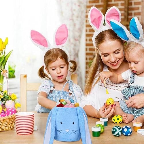 Miniatura 6 de Cesta de caza de huevos de Pascua, cesta de conejo de Pascua de felpa, cubos de Pascua de orejas largas para niños, niñas, bebés, bolsas de Pascua