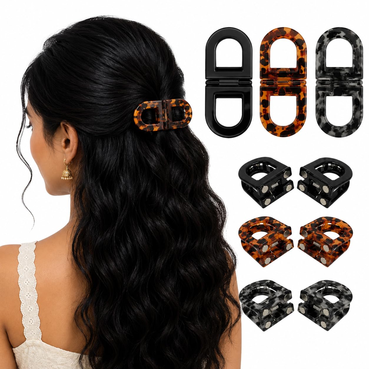Magnetic Hair Clips for Women Set of 2, 2-in-1 Hair Clutcher with Strong Magnetic Snap Design, Lightweight Hair Claw Clip for Styling Thin, Thick, Curly and Straight Hair at Home or Salon-picture-21