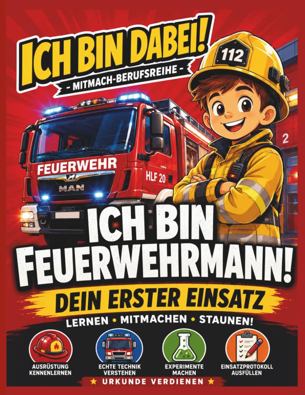 Ich bin Feuerwehrmann! – Das Feuerwehr Mitmachbuch für Kinder ab 6 mit Rätseln, Einsätzen & Feuerwehrwissen: Beschäftigungsbuch mit Feuerwehr-Rätseln, ... Feuerwehrwissen für Jungen und Mädchen