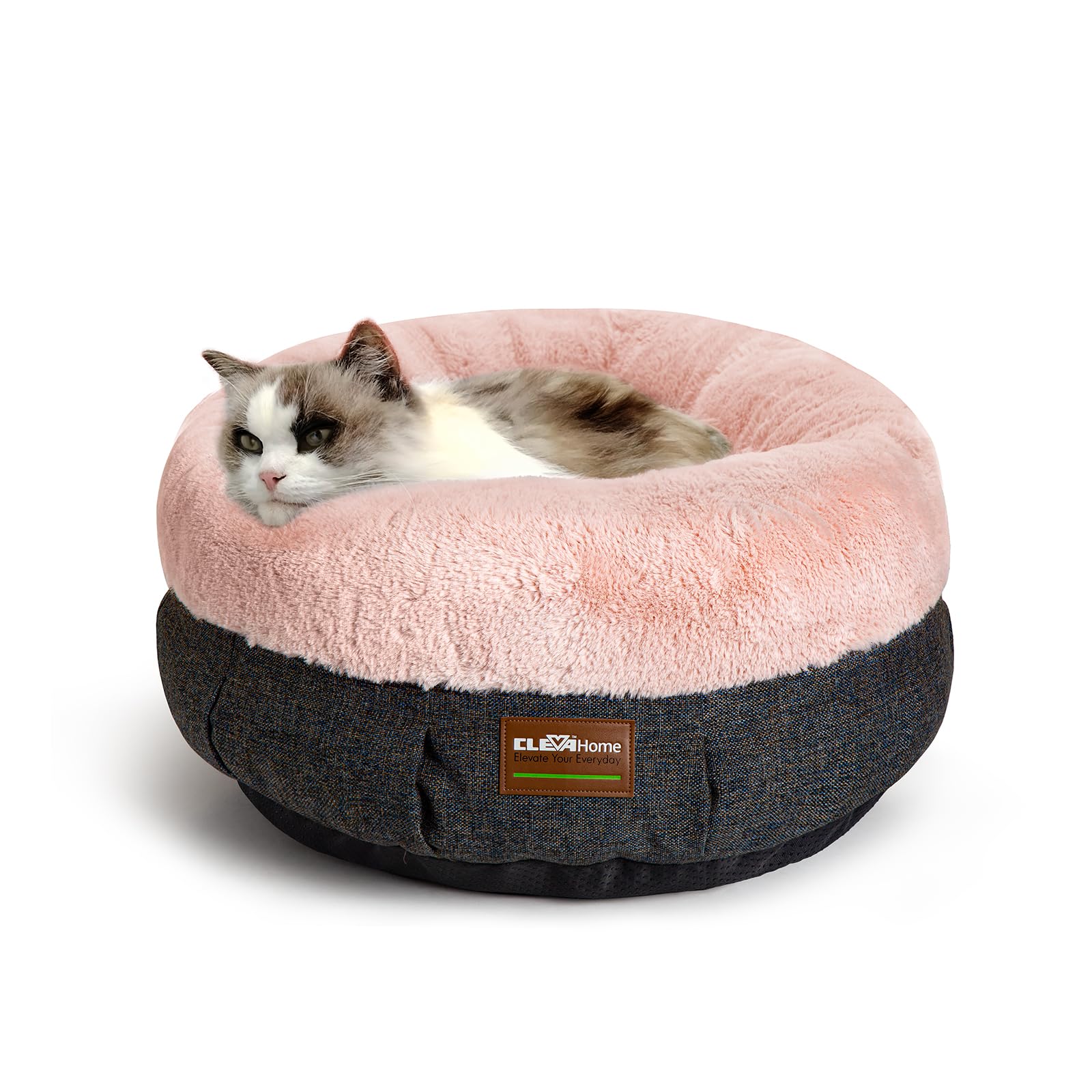 ClevaHome Calming Soft Plush Donut Cat Bed
