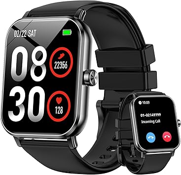 Smart Watch for Men - 1.85"HD 2026 Upgraded Fitness Tracker Bluetooth Call and text Smartwatch with 7 Day Battery 5 ATM Waterproof Heart Rate Sleep Monitor 130+ Sport Modes for Android & iOS Black