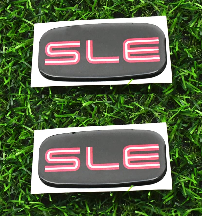 Image of 2Pcs SLE Cab Emblems 3D Badge Logo Roof Pillar Replacement for 99-07 Silverado Tahoe Suburban 15036134 Pickup Truck SUV (Black Red)