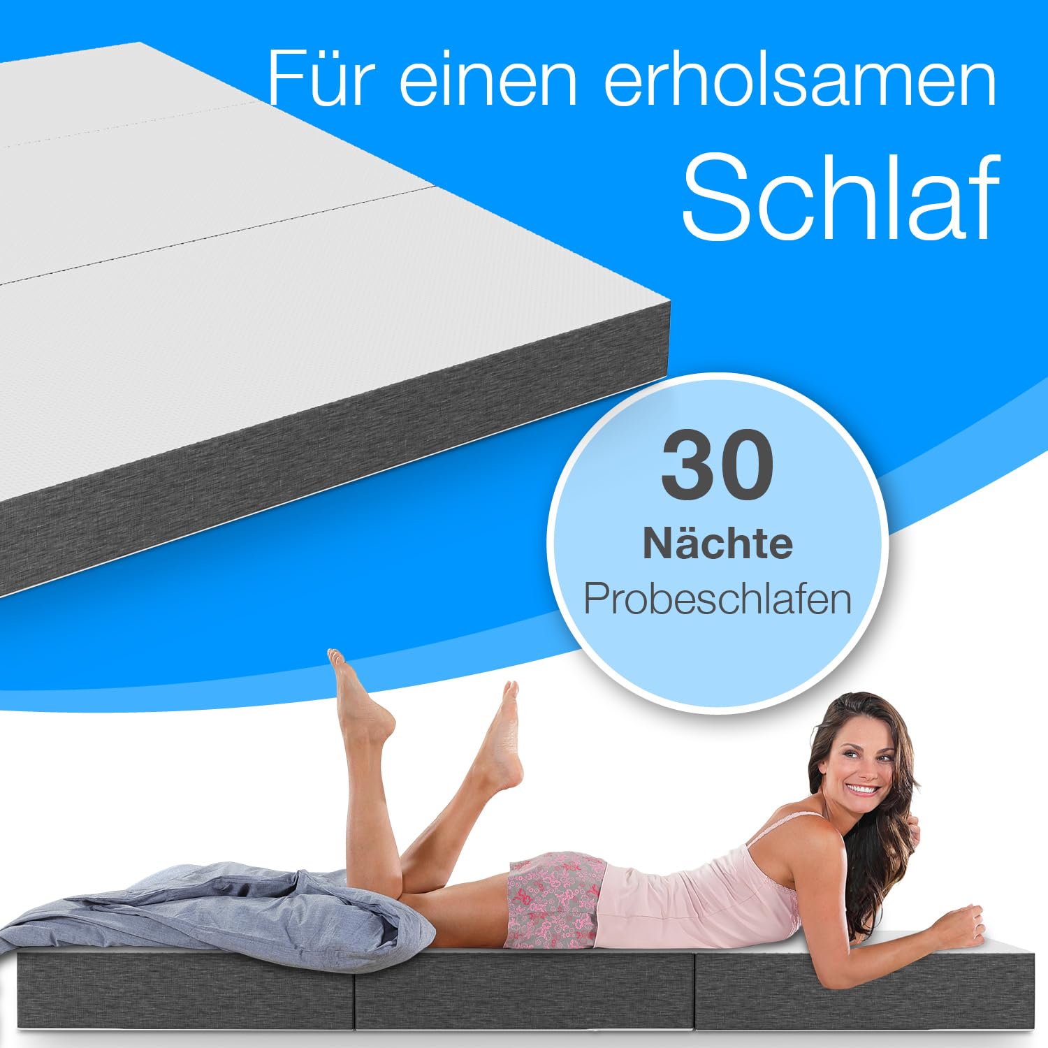 ELONEO Colchón Plegable 2 Personas, Colchón de Espuma Premium Visco, 140x200 cm, Grosor: 15 cm, Cama de Viaje para Niño y Adulto, Cama Supletoria para Adulto y Niño, Funda Lavable