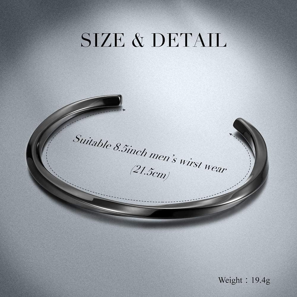 CIUNOFOR Stainless Steel Cuff Bracelets for Men, Men’ Silver Metal Simple Bangle Bracelet, 8.5 inches Inner Circ., Twisted Bracelet for Adult, Viking Jewelry Gift - Image 6