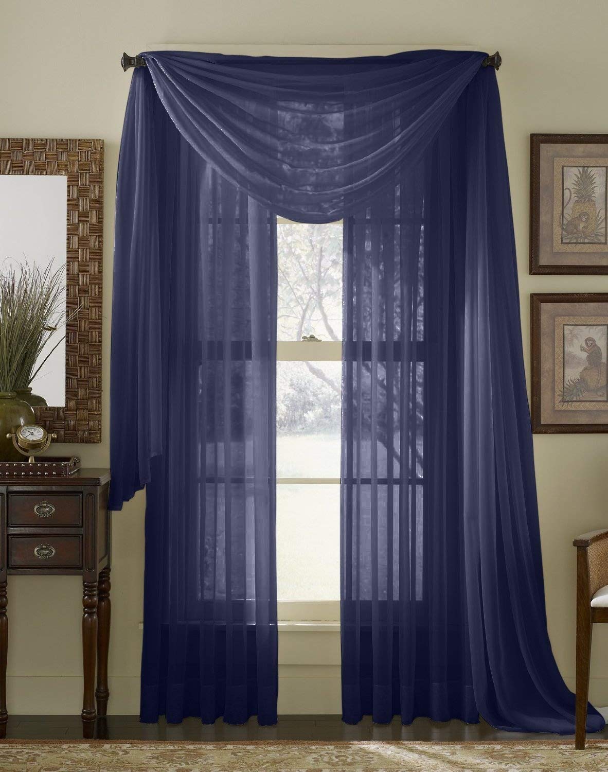 Blue Swag Sheer Curtains Curtains & Drapes