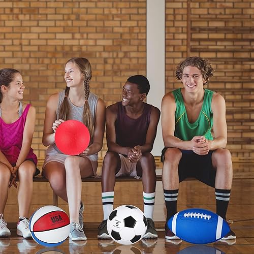 Miniatura 6 de Deekin Juego de 12 pelotas deportivas surtidas, tamaño oficial, baloncesto, fútbol, voleibol, fútbol, béisbol, pelota con bolsa y bomba para regalos