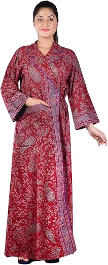 bellamy Women's Cotton Printed House Coat Nighty | Regular Fit | Front Open with Pocket | Comfortable Home Wear for Daily ...