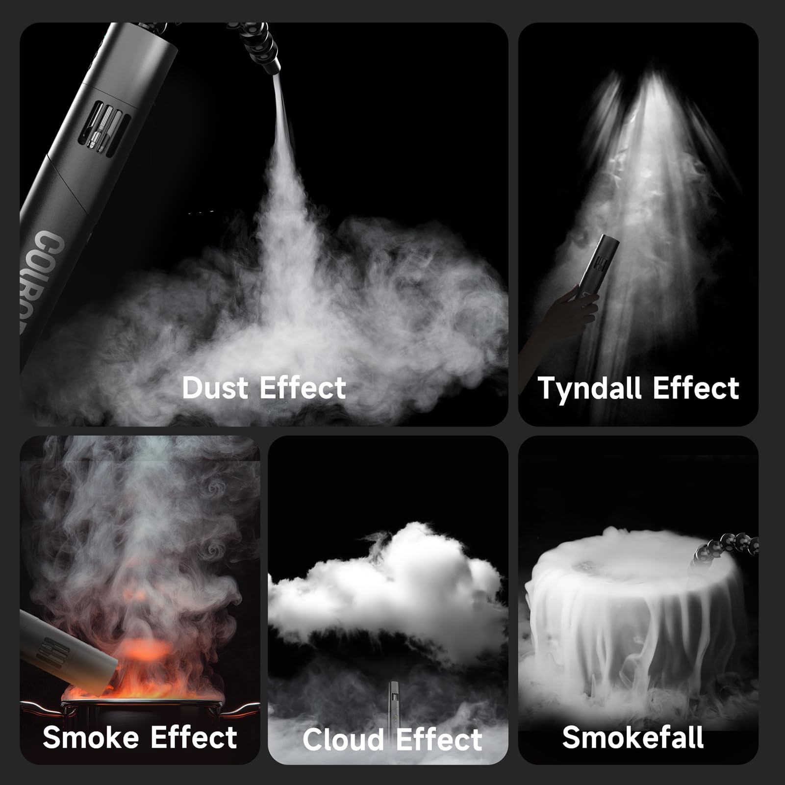 Máquina de Humo Portátil con Densidad de Humo Ajustable para Fotografía Productos Haces Luz