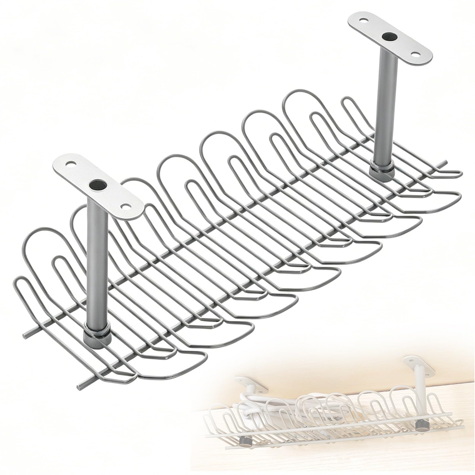 Organizator Kabli pod Biurkiem o Udźwigu 10kg, do Biurka, Szer. 16, Wys. 13cm, do Biura(Gray,72cm/28in)