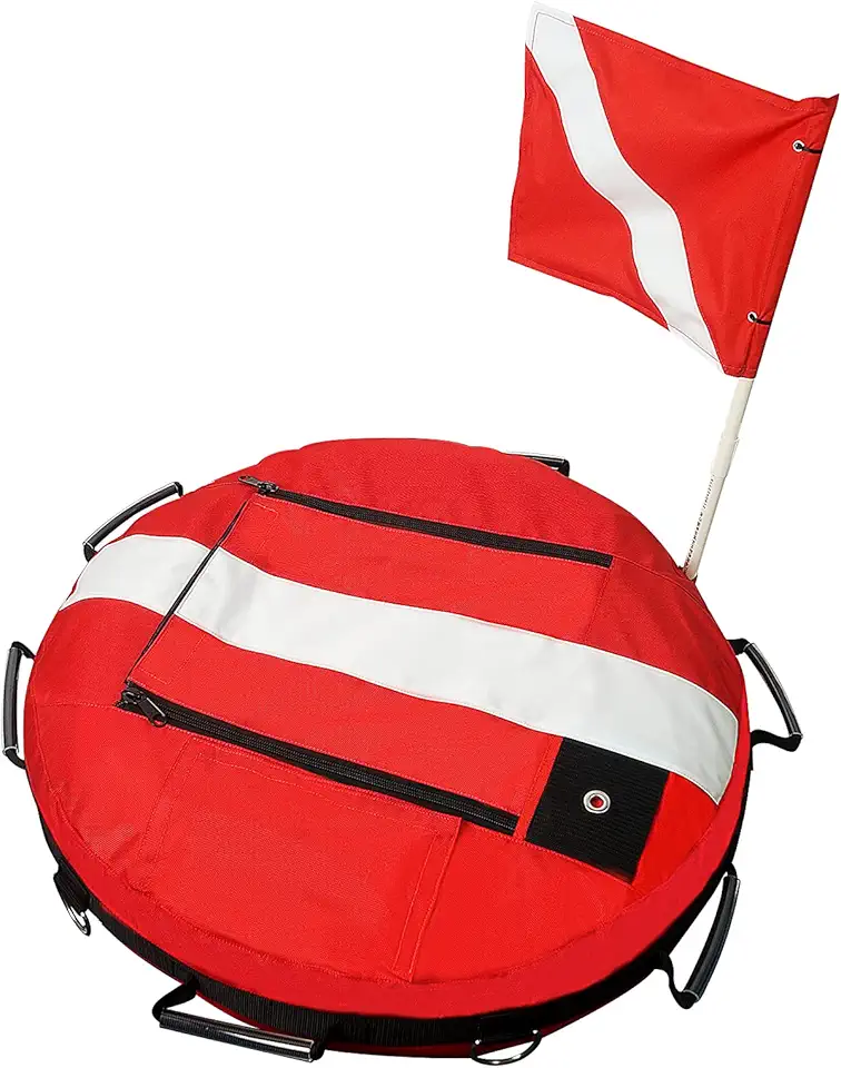 Luwint Boia flutuante de mergulho inflável Hi-Vi e bóia de marcação de superfície de 1,5 m