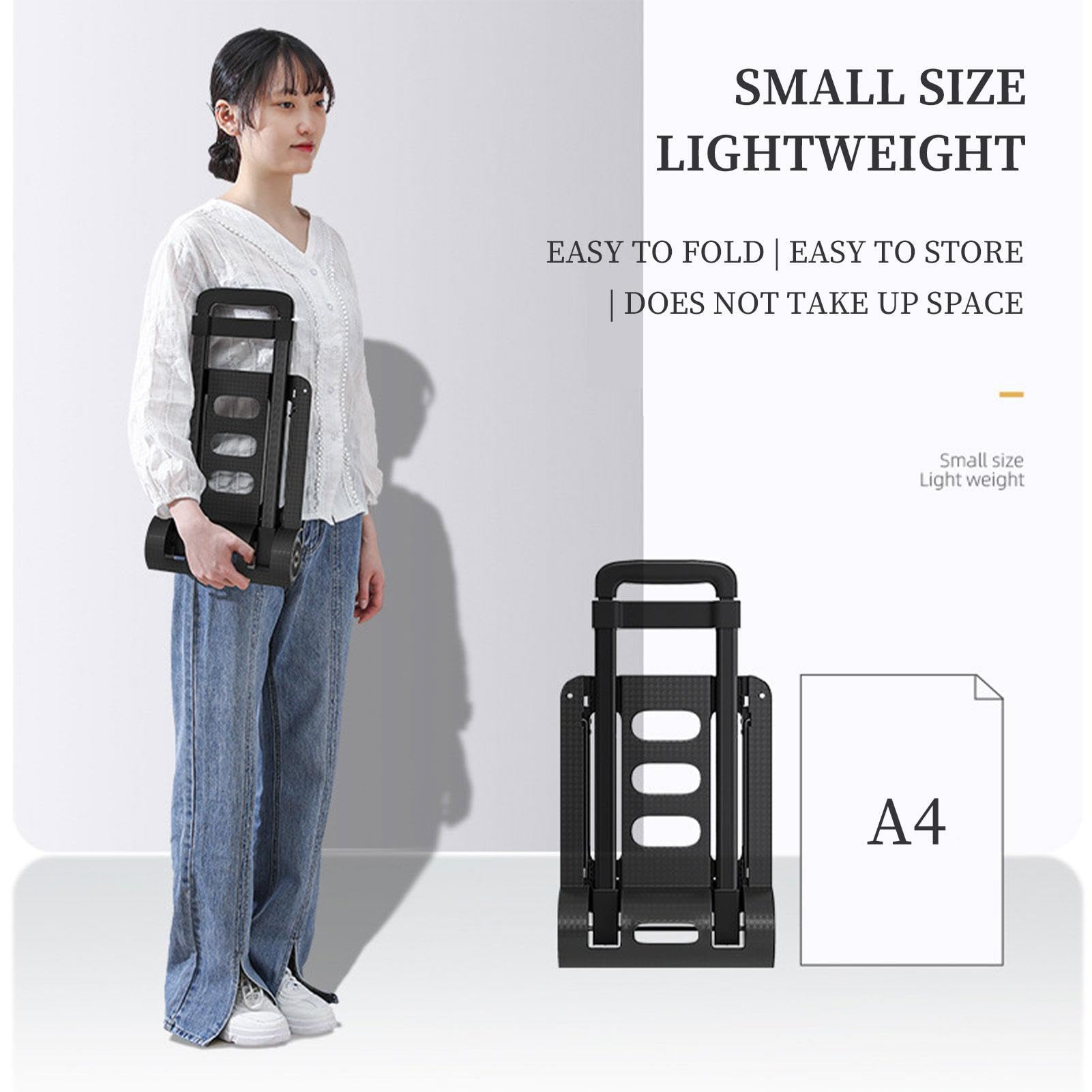 Carretilla de aluminio – Carretilla de mano de aluminio para exteriores | Carretilla de mano plegable con ruedas para mudanza de equipaje, viajes de negocios y compras, accesorios de mudanza de