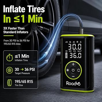 Roadvo 10000mAh Tire Inflator Portable Air Compressor