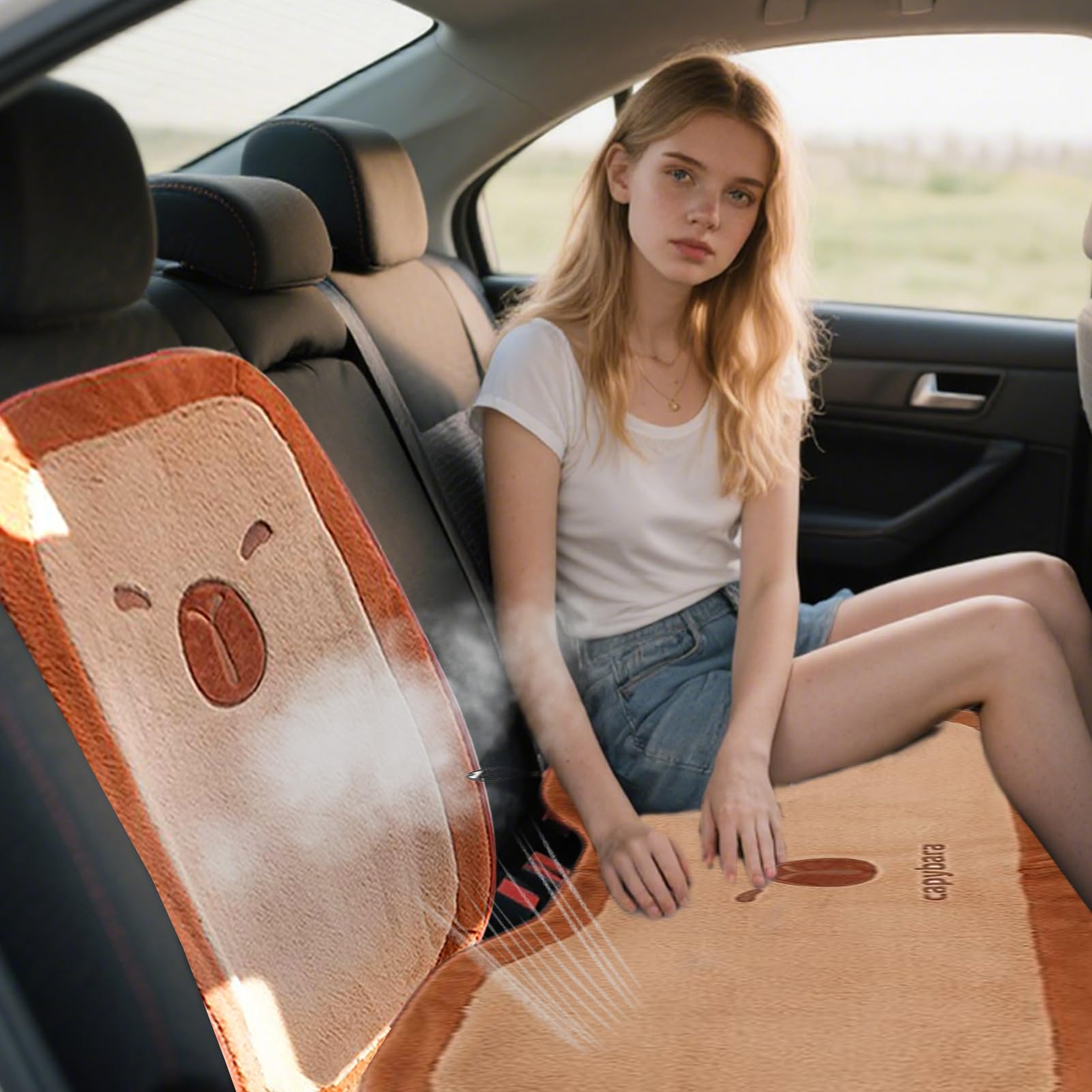 Cuscino per seggiolino auto | Protezione per seggiolino auto in peluche di Carpincho - Materasso confortevole per furgone camion viaggio su strada tempo di relax studio viaggio guida