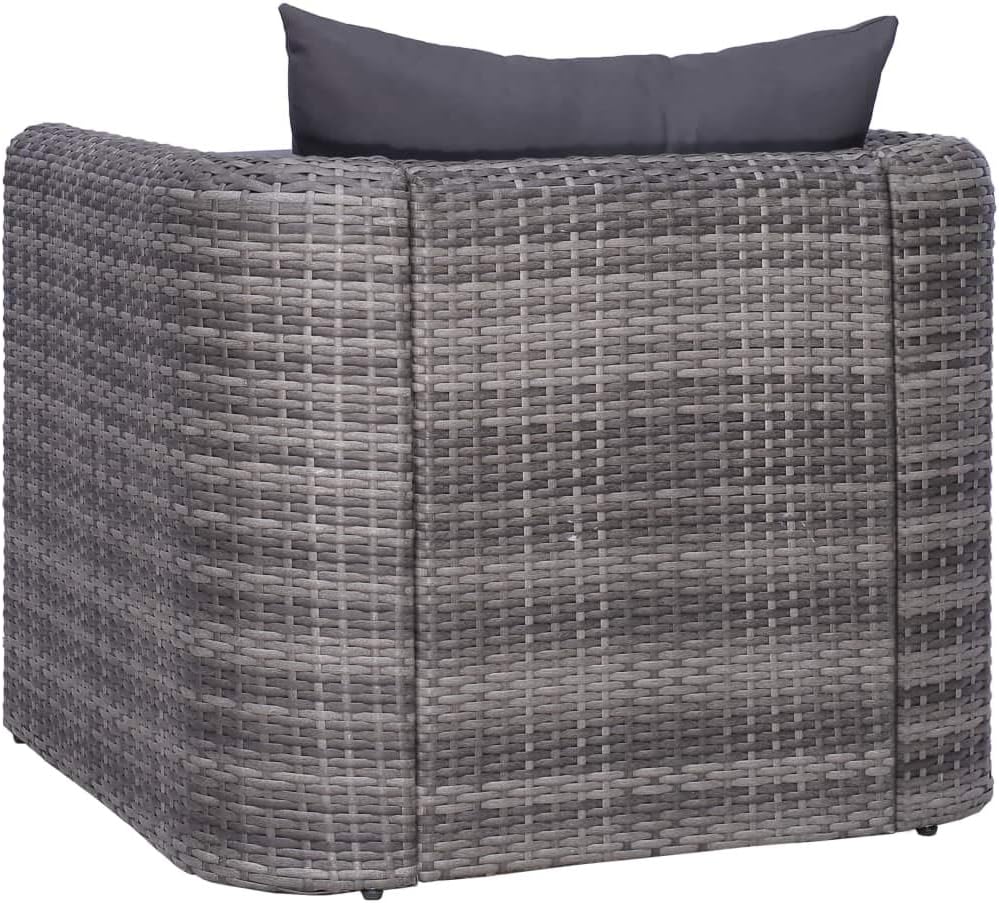 (Fast Shipments) Patio Single Sofa Chair, All Weather Outdoor Rattan Chair Seating Patio Furniture,fo Porch, Garden, Backyard, Pool Garden Chair with Cushion and Pillow Poly Rattan Gray