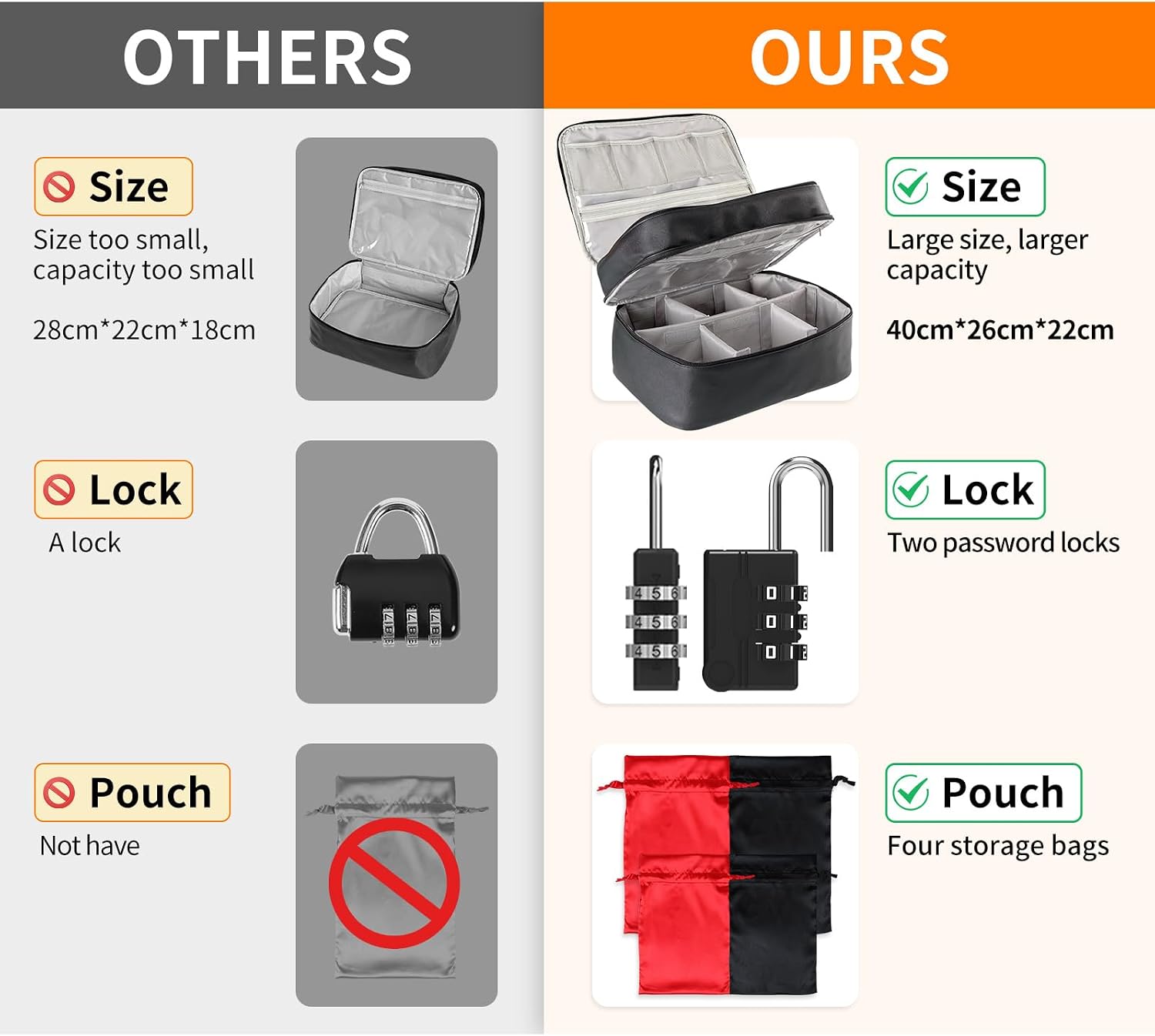 Lockable Adult Toy Storage Bag - Large 15.7" x 10.2" x 8.7" Premium Faux Leather, Soft & Durable, Discreet Adult Toy Organizer with Dividers, Includes 2 Locks & 4 Bags