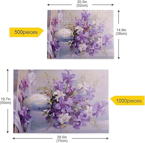 Miniatura 5 de Rompecabezas de flores moradas de 500 piezas para adultos, rompecabezas educativos de aprendizaje, juguetes familiares difíciles y desafiantes con