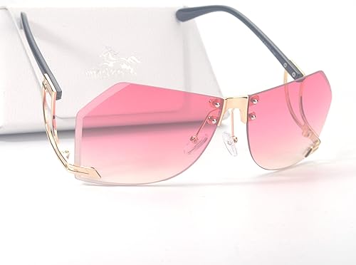 Miniatura 2 de MINCLGafas de sol de gran tamaño para mujer sin montura UV400 Protrction con funda