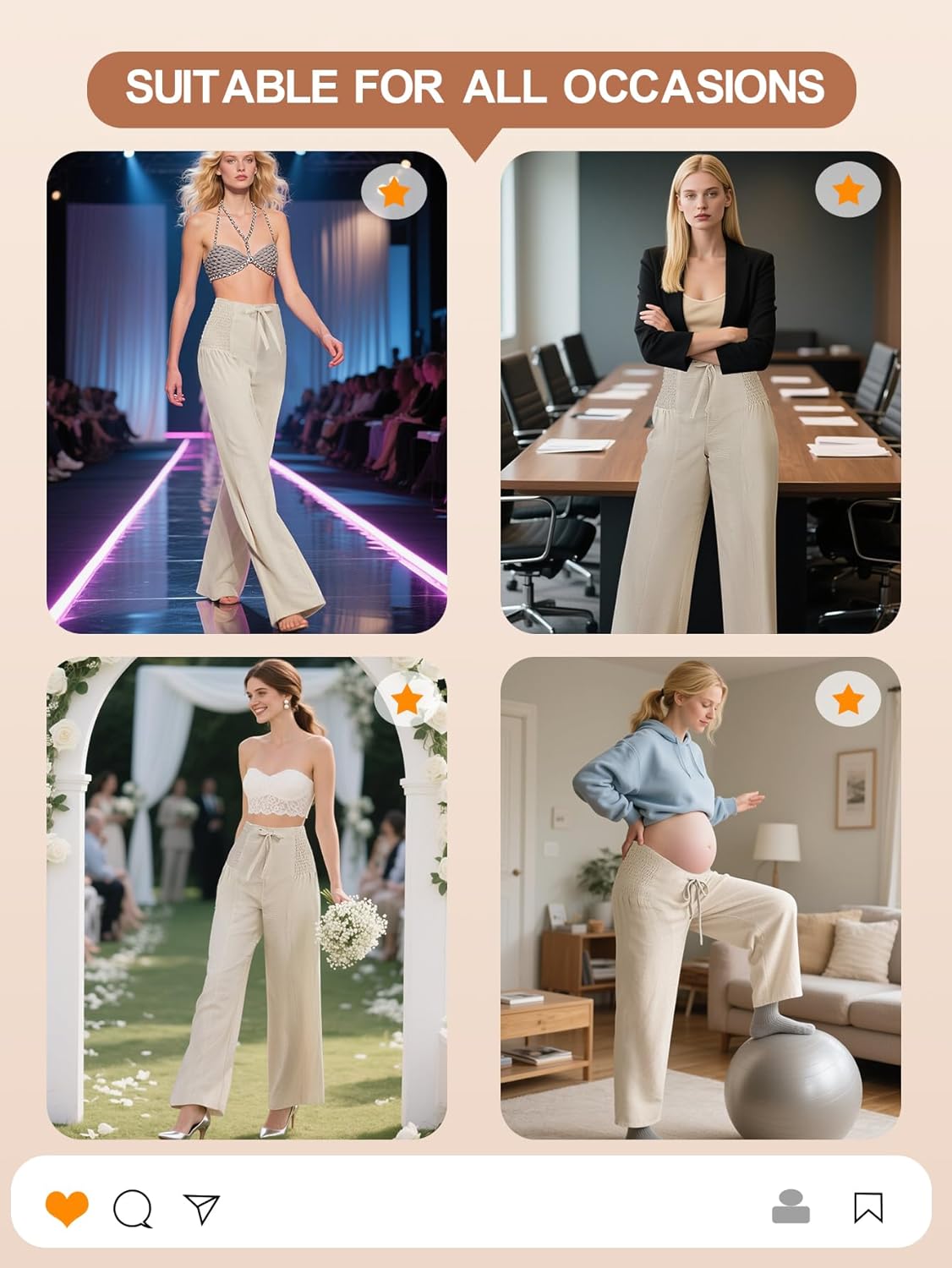 Women's High Waist Casual Palazzo Pants Drawstring Smocked Boho Wide Leg Beach Trousers Flowy Loose Fit Pant - Image 7