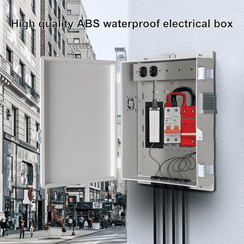 Miniatura 3 de Caja de conexiones eléctricas para exteriores con toma de alta potencia, carcasa resistente al agua ABS con panel de montaje interno y cubierta con