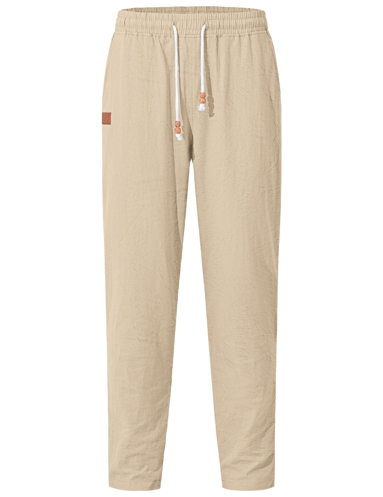 TARAINYA Pantalon Lin Homme de Loisirs avec Cordon de Taille et Poches Pantalon Homme Taille Elastique Élégance Estivale Décontractée