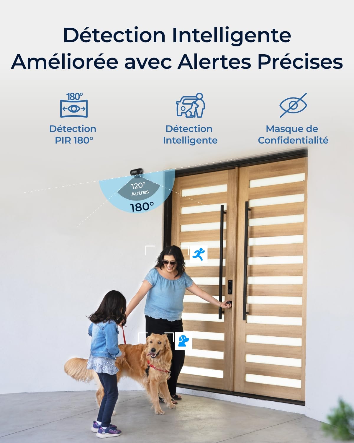 Reolink 180° 4K Camera Solaire Exterieur WiFi sans Fil avec Vision Nocturne ColorX et Assemblage d'Images Double, Wi-FI 2.4/5 Ghz, Détection Personne/Véhicule/Animal, Argus 4 Pro+Panneau Solaire Noir