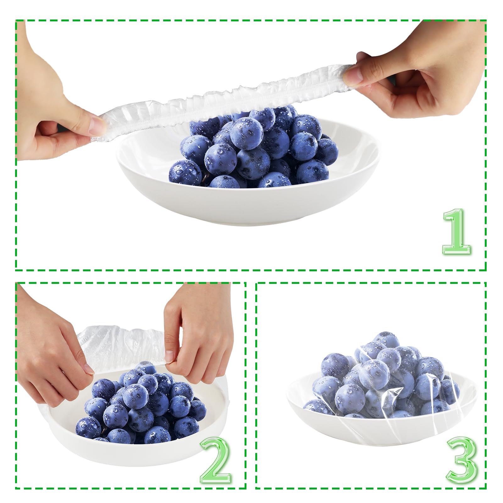 200 Sacchetti Conservazione Alimenti - Elastici Trasparenti, Riutilizzabili, Per Frutta E Cibo - Foto 3