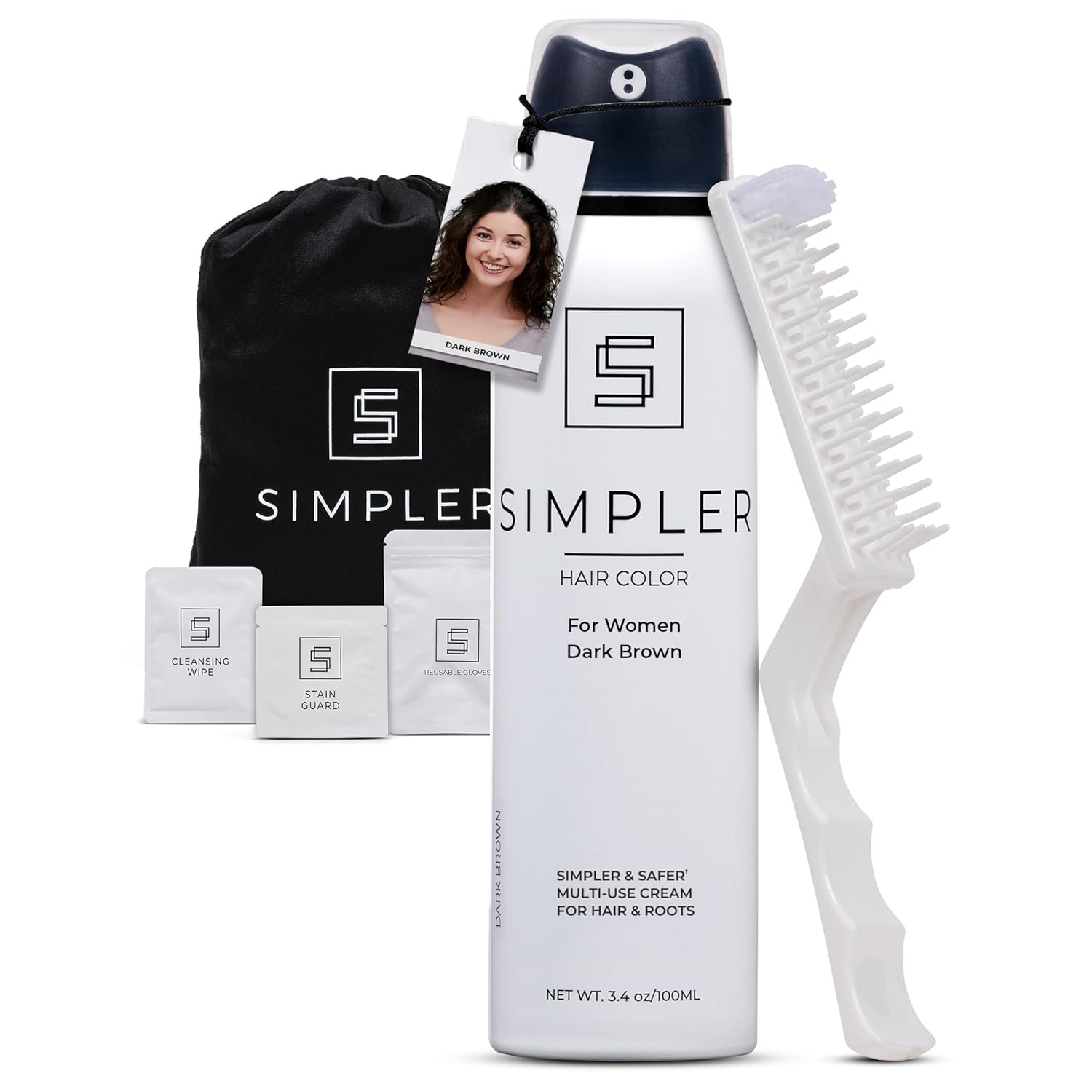 Simpler Hair Color for Women Permanent Ammonia Free Hair Dye for Gray Coverage - Natural Looking Hair Color for Sensitive Scalp - Long Lasting Dark Brown Hair Dye