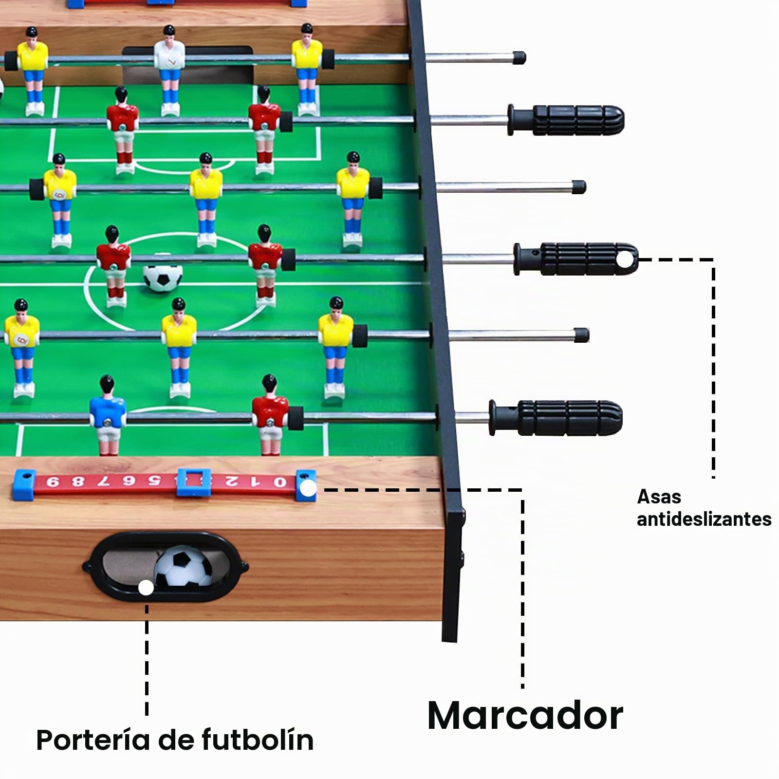 Mesa de juego múltiple, 2 en 1, mini mesa de juego de fútbol con hockey deslizante, mesa de juego de futbolín de madera para la familia