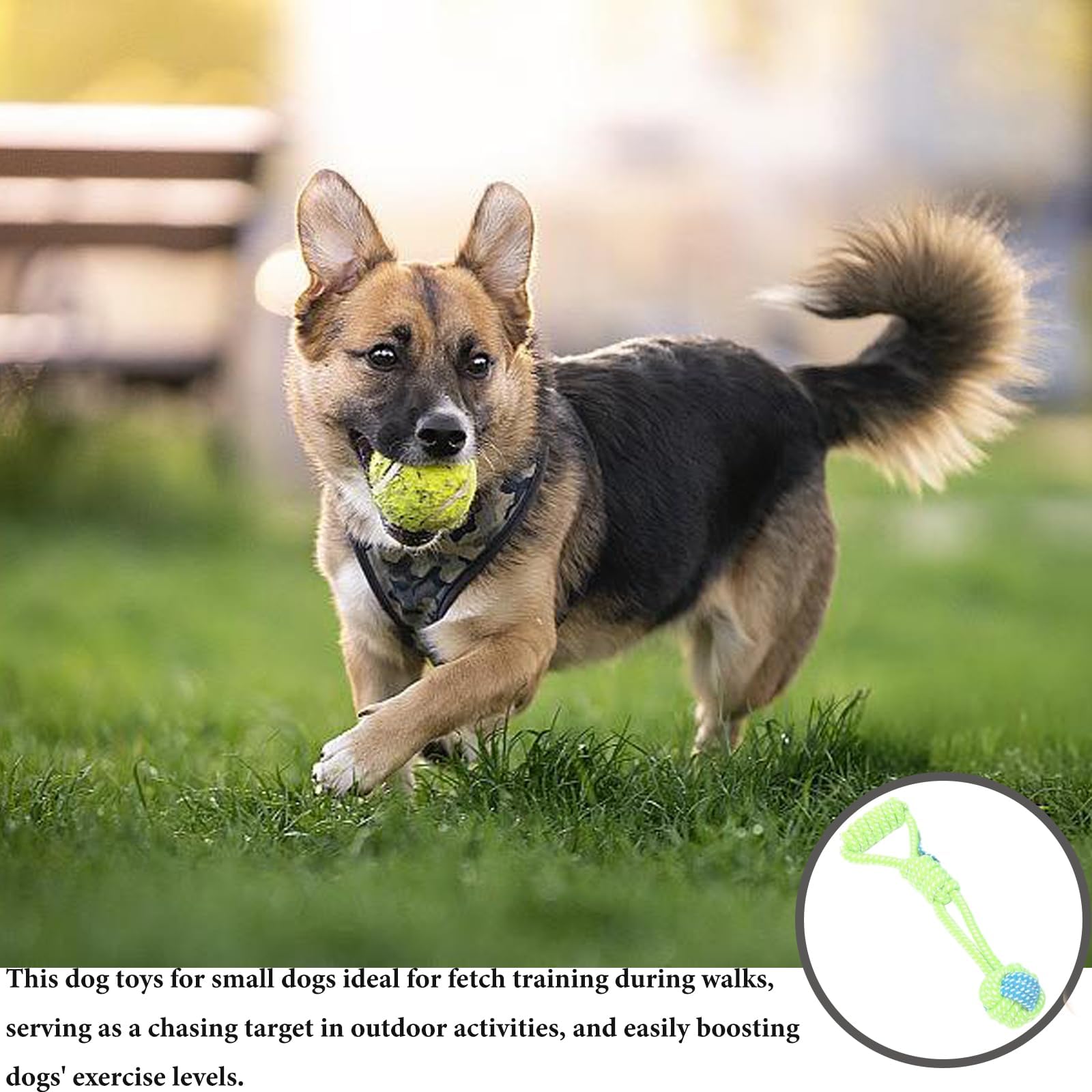 4 Pcs Ball On A Rope For Dogs,Dog Rope Toy Herding Ball Pet Tug Toy To Play With Suitable for Dog Walking Outdoor Activities - Image 4