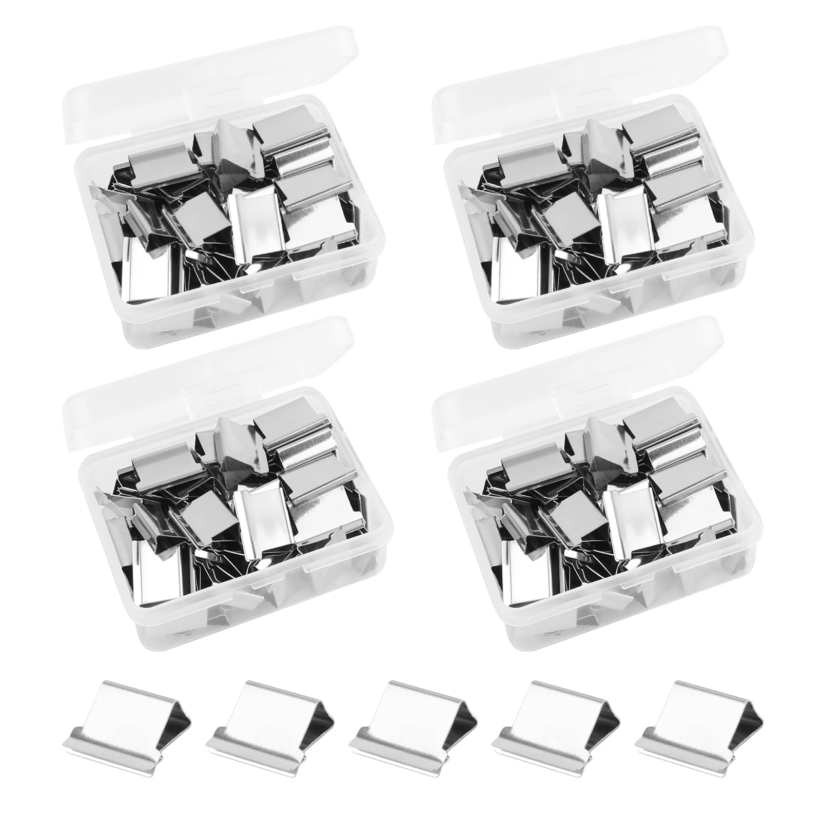 200 Pcs Reusable Metal Refill Clips,Silver Clam Dispenser Accessories,Work with Handheld Paper Clam Clip Dispensers,40 Sheet Capacity for Home Food Packaging,Office School Documents Supplies