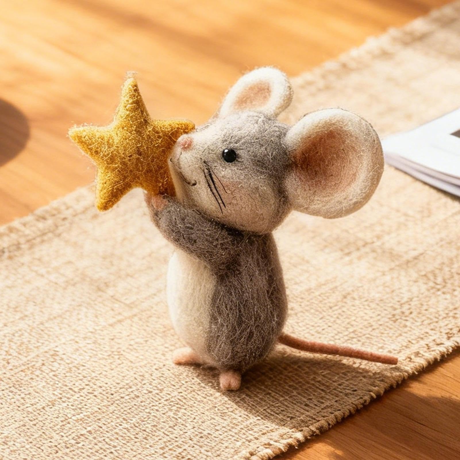 Youany Felt Mice | 3.1 Inch Christmas Handmade Felt Mice Ornament | Cute Felted Mouse Doll Tabletop Decor | For Christmas Holiday Home Table Party Fireplace Mantel Bookshelf