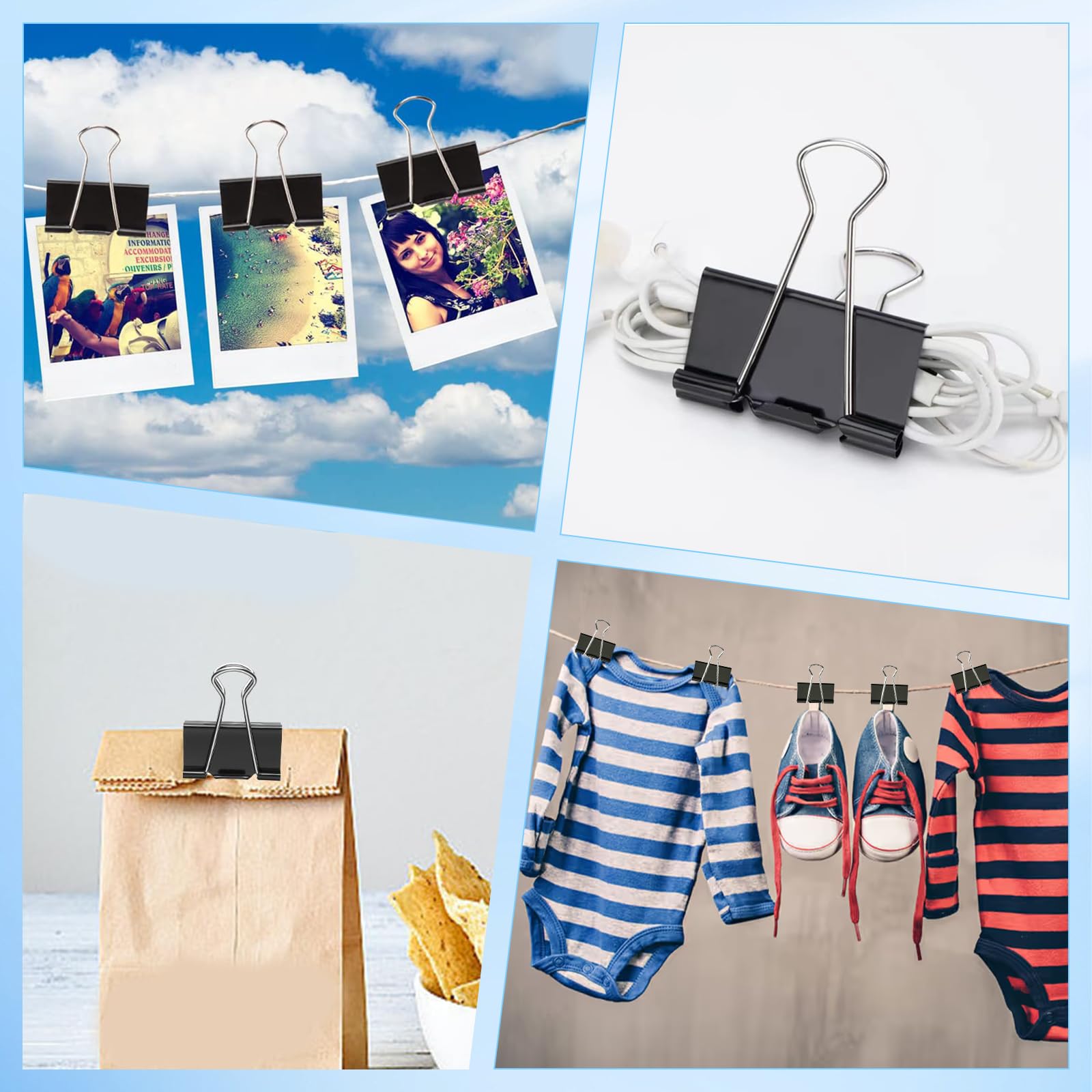 Paper Clips and Binder Clips Assorted Sizes, 240 PCS Colored Office Clips Set Large Medium Small Paper Clamps Paperclips Push Pin Thumb Tacks, College Supplies Home Office Supplies Document Organizing