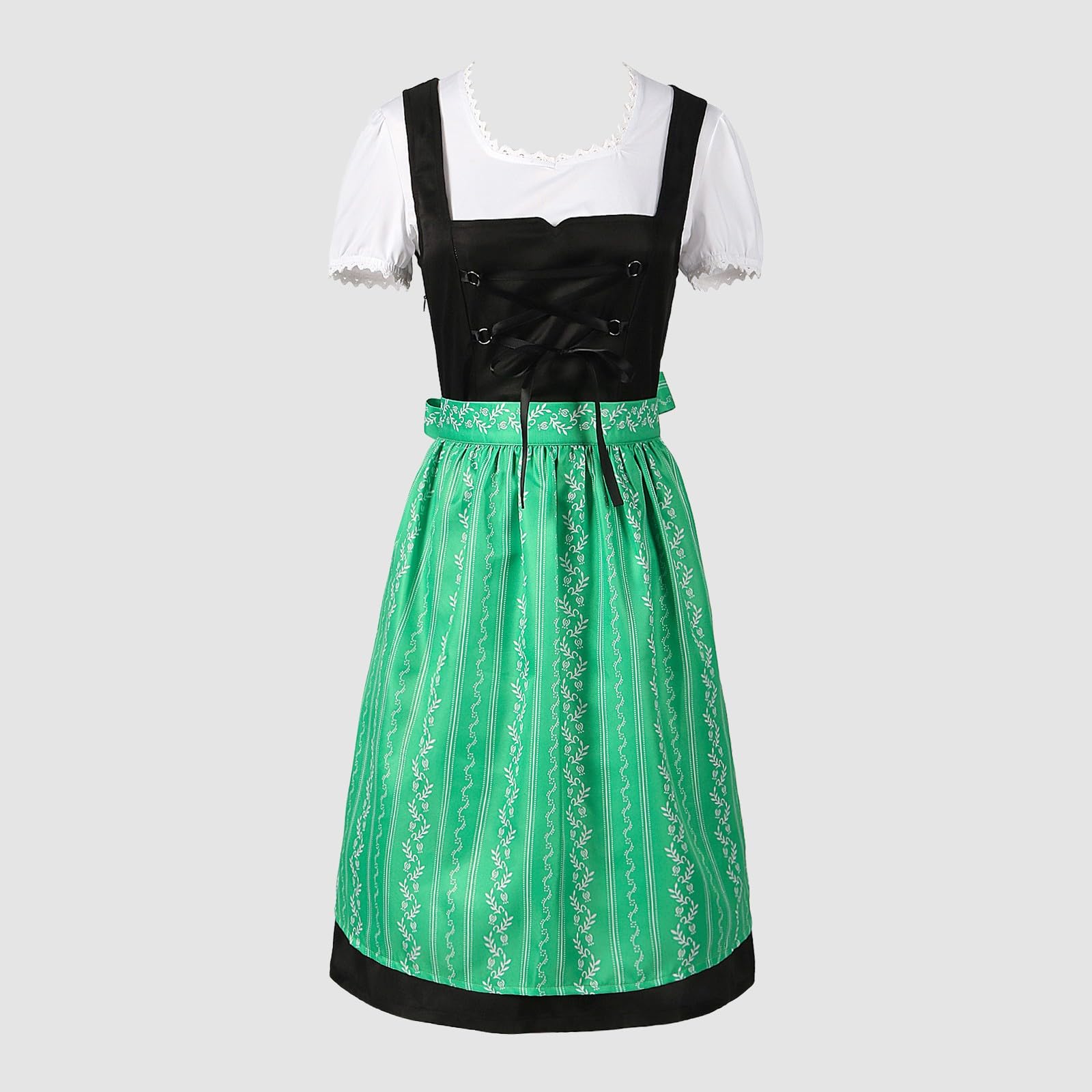 Generisch Damen Midi Dirndl Elegante Trachtenkleid, Trachtenkleid Trachtenmode Dirndlkleid Mit Spitze Kleider - Elegant Oktoberfest-Dirndl Dirndlbluse für Oktoberfest