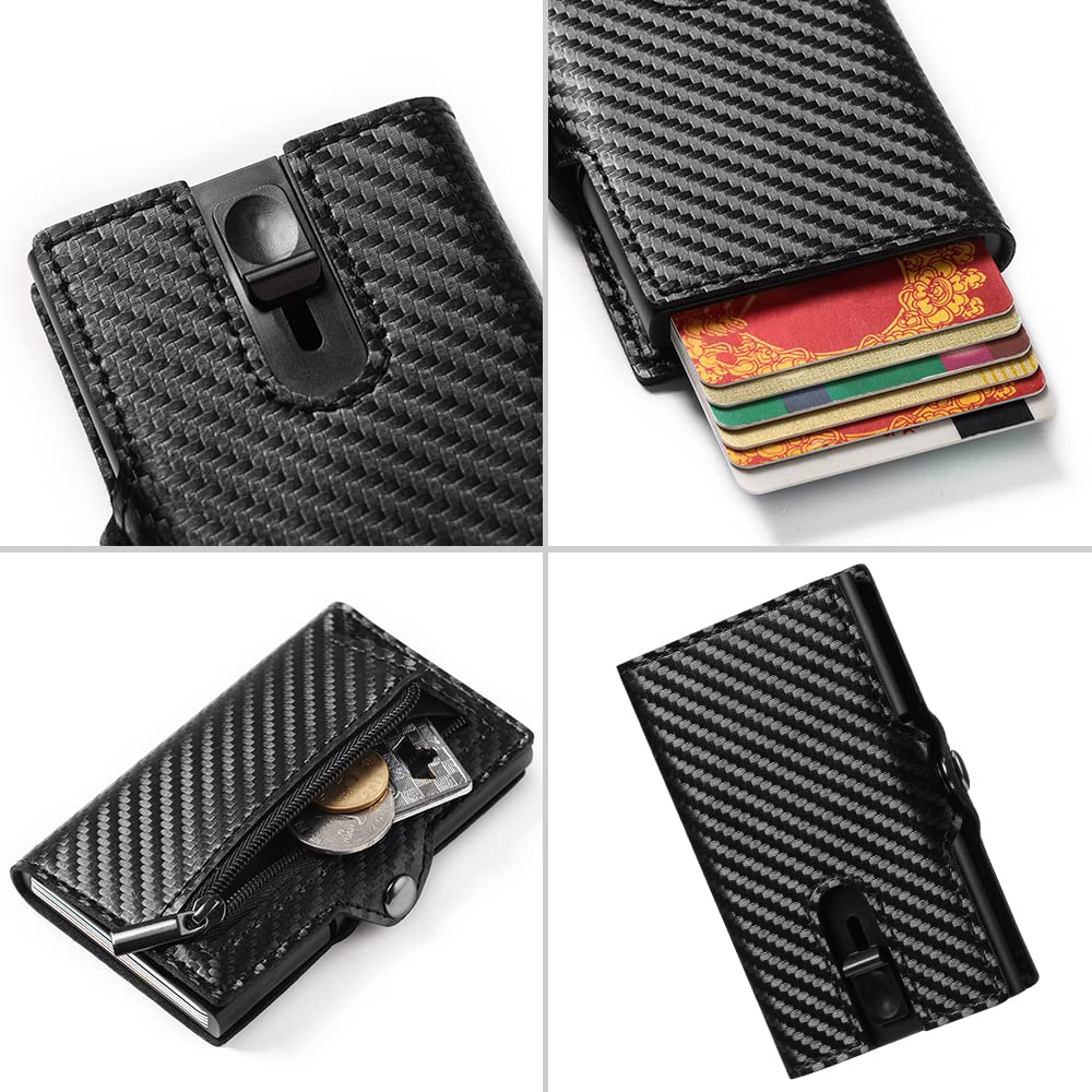 VpiuV® Porta carte di credito con protezione RFID,Portafoglio da uomo sottile schermato,Porta carte di credito in alluminio da uomo con scomparto portamonete, m, Moderno