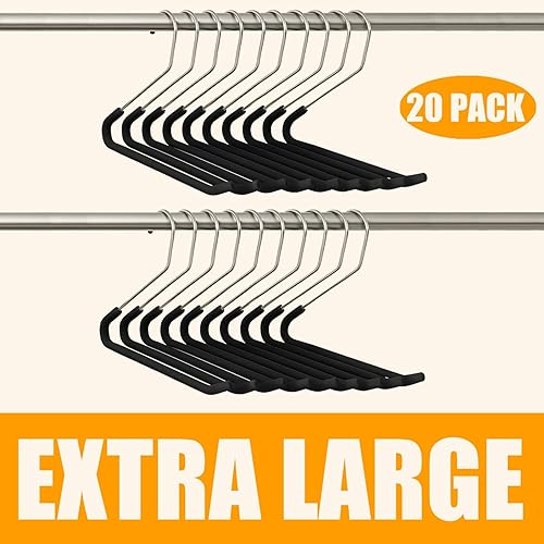 Miniatura 2 de Huji Perchas Organizadoras Cromadas de Servicio Pesado de Extremo Abierto y Deslizamiento Fácil para Pantalones (20 Perchas de Extremo Abierto y
