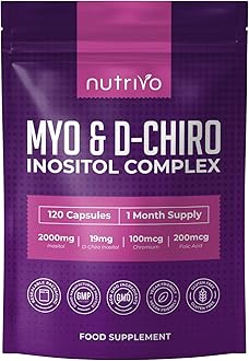 Myo Inositol & D Chiro Inositol - 120 Capsules | PCOS Supplement Supports Fertility, Weight Loss & Hormone Balance | Inositol 2000mg, Folic Acid, Chromium | Alternative to Tablets