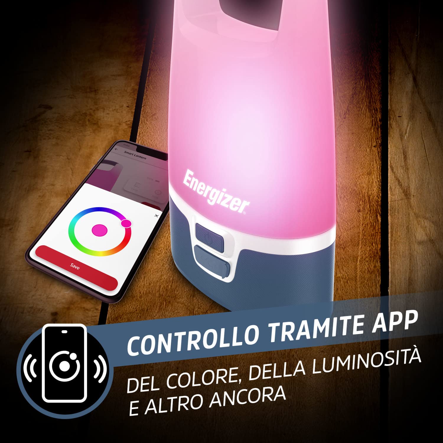 Energizer Lanterna Smart Ricaricabile, 1200 lumen, resistente all'acqua IPX4, lanterna da campeggio con illuminazione a 360 gradi, cavo di ricarica incluso