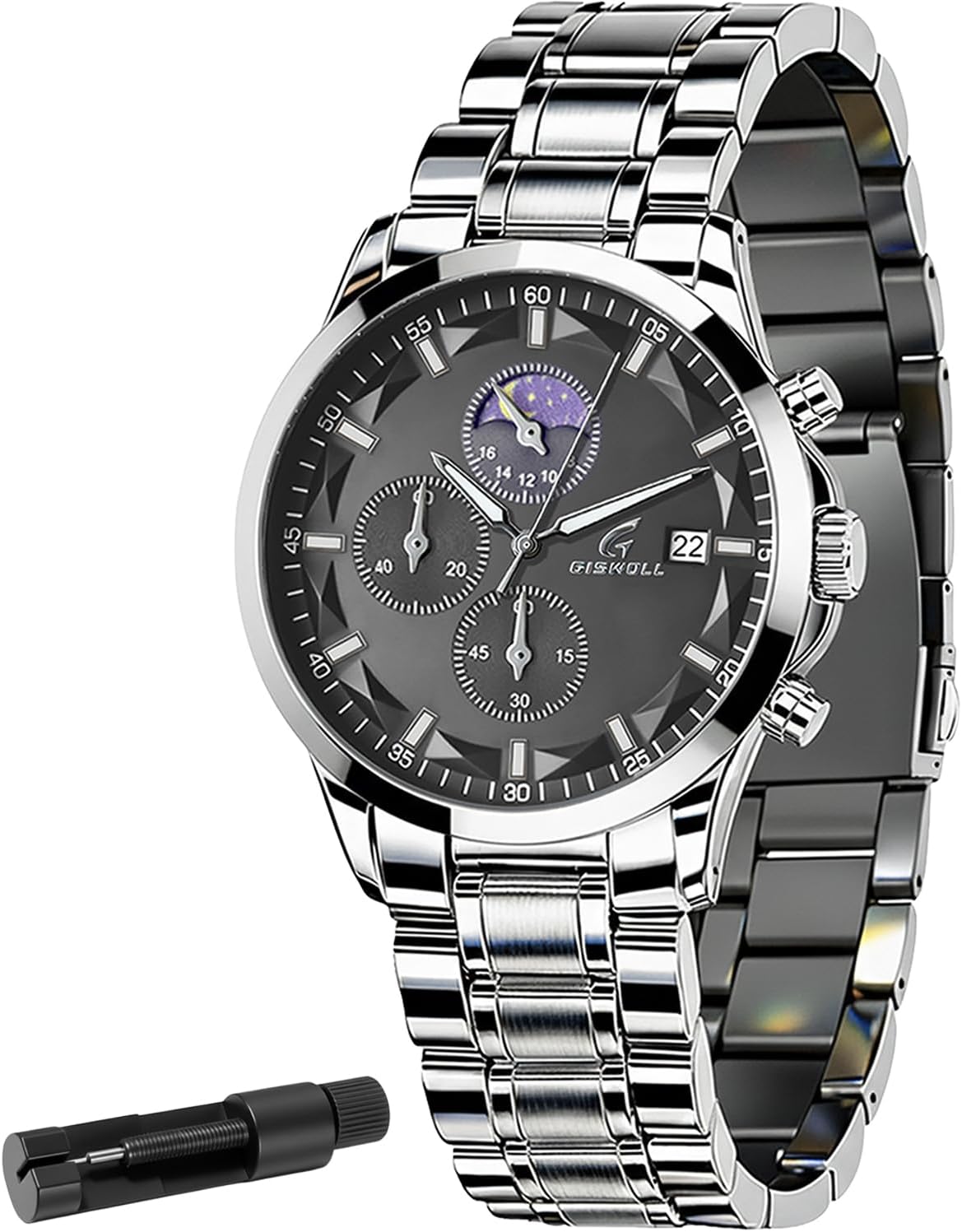 Distinctive Mens Analog Chronograph Watches with Auto Date & Multi Subdials, Fashion Casual Sport Quartz Wrist Watches with Luminous, 3ATM Waterproof, Valentines Day Gifts for Him, Boyfriend, Husband, Dad